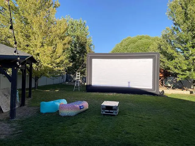Alt view image 5 of 7 - Fitnessandfun 25ft Upgrade Inflatable Movie Screen Outdoor Cinema Incl Blower - Seamless Front and Rear Portable Blowup Theater Projection Screen for Churches, Shool, Grand Parties, Backyard Pool Fun