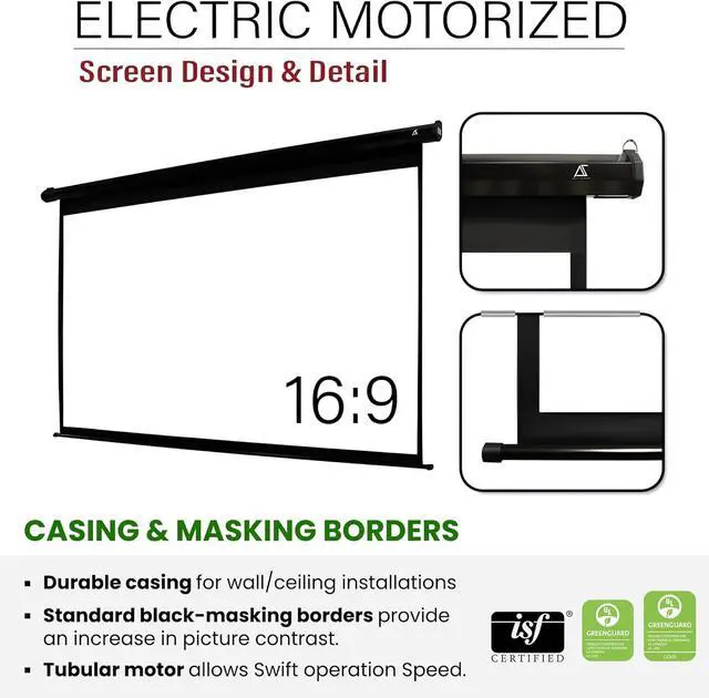 Alt view image 4 of 7 - Akia Screens 110" Motorized Projector Screen 16:9 8K/4K HD Electric Drop Down Screen with Remote, Ceiling or Wall Mount AK-MOTORIZE110H2