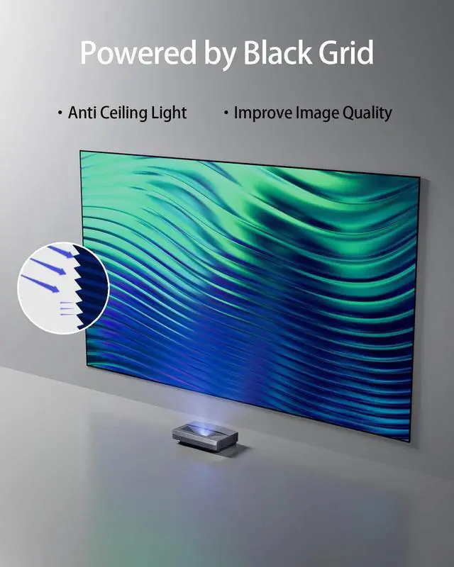 Alt view image 2 of 5 - CASIRIS Ambient Light Rejecting ALR Projector Screen 100 inch, Ultra HD Fixed Frame Movie Screen for Ultra Short Throw Projector, Edge Free Projector Screen, 16:9 Aspect Ratio