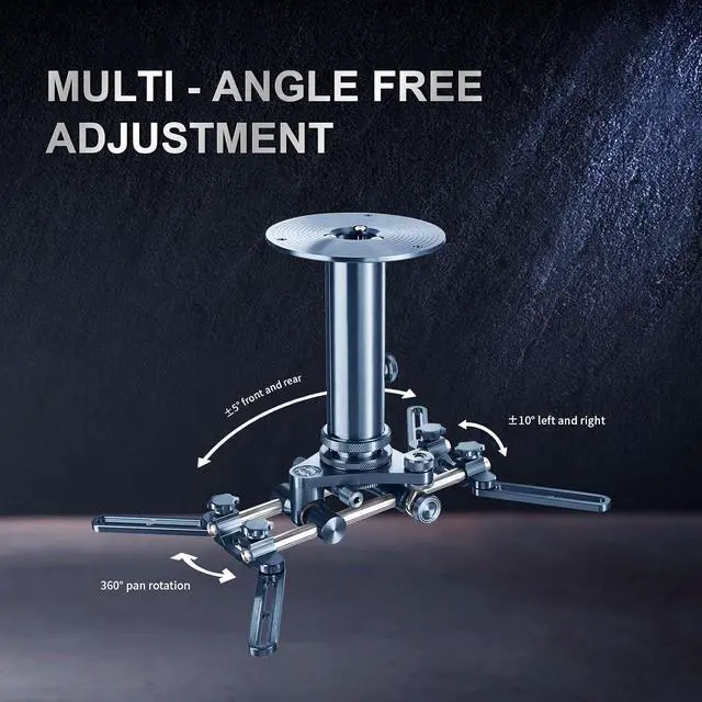 Alt view image 4 of 7 - Jomard Universal Projector Mount, Ceiling Mount Millimeter-Precision Fine Tuning Tilt Swivel, Heavy Duty 66lbs Capacity, Telescopic Height Adjustable with Cable Management FPH-090 (Gray)