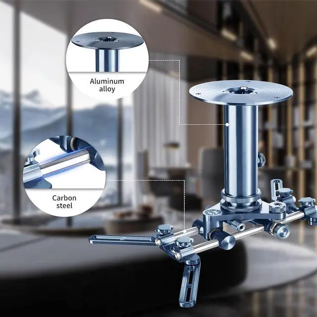 Alt view image 3 of 7 - Jomard Universal Projector Mount, Ceiling Mount Millimeter-Precision Fine Tuning Tilt Swivel, Heavy Duty 66lbs Capacity, Telescopic Height Adjustable with Cable Management FPH-090 (Gray)