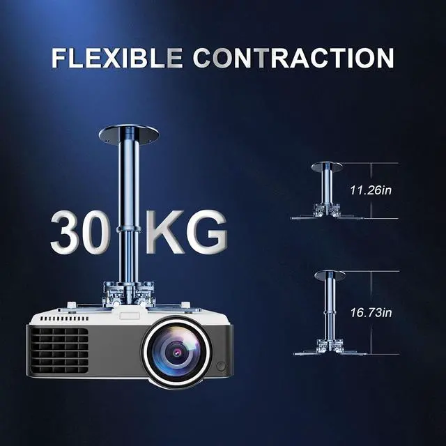 Alt view image 5 of 7 - Jomard Universal Projector Mount, Ceiling Mount Millimeter-Precision Fine Tuning Tilt Swivel, Heavy Duty 66lbs Capacity, Telescopic Height Adjustable with Cable Management FPH-090 (Gray)