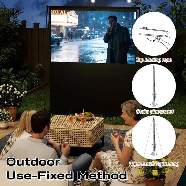 Alt view image 2 of 7 - YODOLLA 72 Projector Screen Manual Floor Rising 16:9 Retractable Screen