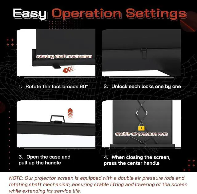 Alt view image 3 of 7 - YODOLLA 72 Projector Screen Manual Floor Rising 16:9 Retractable Screen