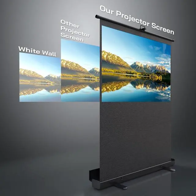 Alt view image 6 of 7 - YODOLLA 72 Projector Screen Manual Floor Rising 16:9 Retractable Screen