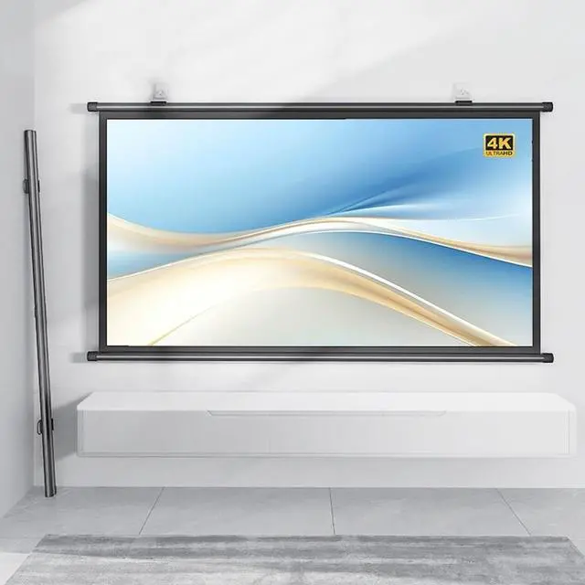 Alt view image 4 of 7 - 40" 50" 60" Projection Screen Manual Pull Down Projector Screen Wall Mounted Home Theater Movie Screen for Indoor Outdoor, HD 4K Anti-Crease(60 Inch (4:3))
