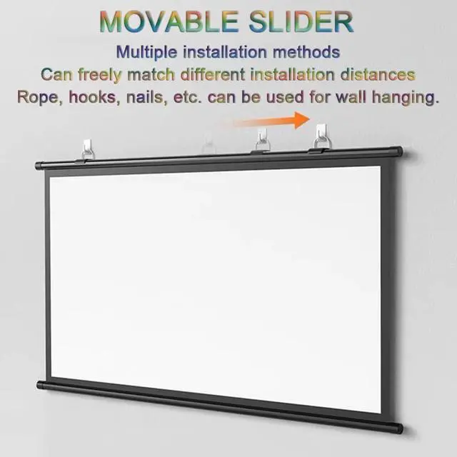 Alt view image 5 of 7 - 40" 50" 60" Projection Screen Manual Pull Down Projector Screen Wall Mounted Home Theater Movie Screen for Indoor Outdoor, HD 4K Anti-Crease(60 Inch (4:3))