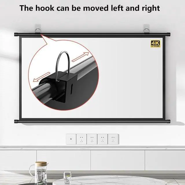 Alt view image 3 of 7 - 60/72 Inch Projector Screen, Pull Down 16:9 HD 2.5 Gain Portable Projection Screen for Home Theater, Office, Gaming(60inch)