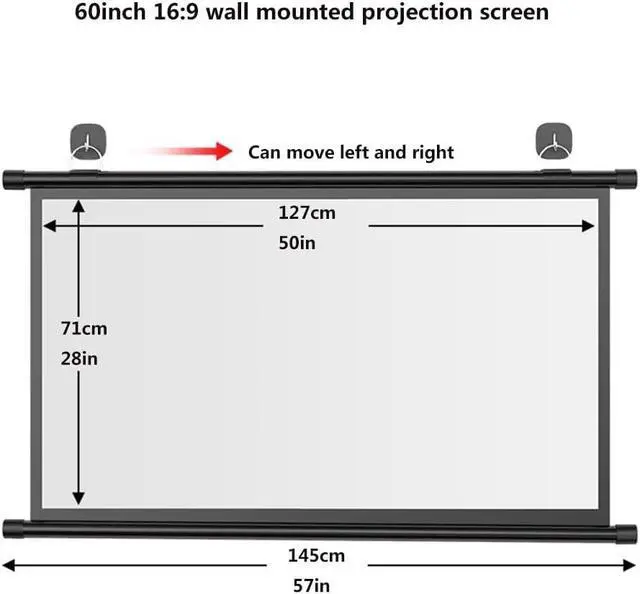 Alt view image 5 of 7 - 60/72 Inch Projector Screen, Pull Down 16:9 HD 2.5 Gain Portable Projection Screen for Home Theater, Office, Gaming(60inch)