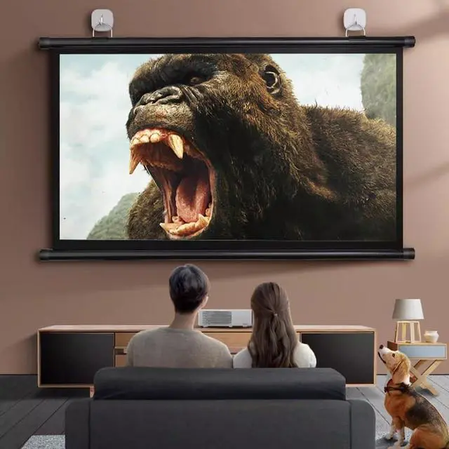 Alt view image 4 of 7 - 60/72 Inch Projector Screen, Pull Down 16:9 HD 2.5 Gain Portable Projection Screen for Home Theater, Office, Gaming(60inch)