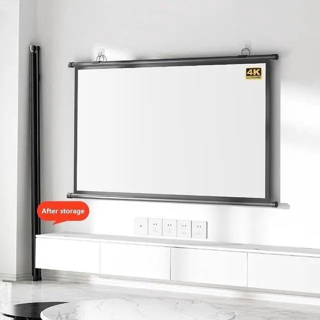 Alt view image 6 of 7 - 60/72 Inch Projector Screen, Pull Down 16:9 HD 2.5 Gain Portable Projection Screen for Home Theater, Office, Gaming(60inch)