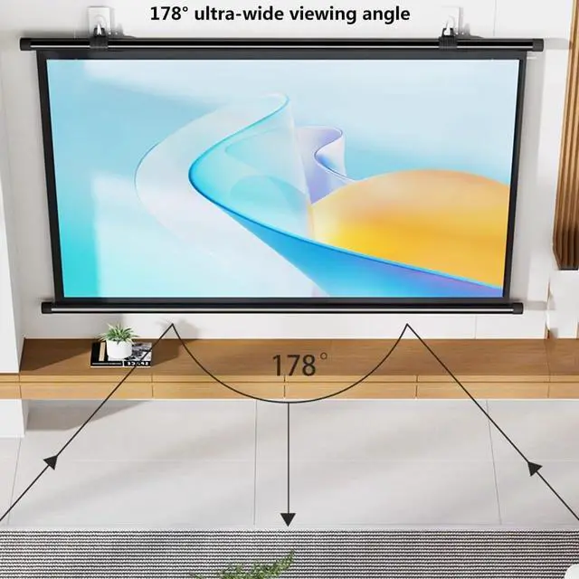 Alt view image 7 of 7 - 60/72 Inch Projector Screen, Pull Down 16:9 HD 2.5 Gain Portable Projection Screen for Home Theater, Office, Gaming(60inch)