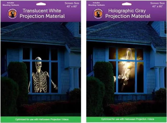Main image of 40" x 60" Window Gray Holographic + 40" x 60" White Window Rear Projection Screens with Mounting Hardware for Projecting Halloween Videos