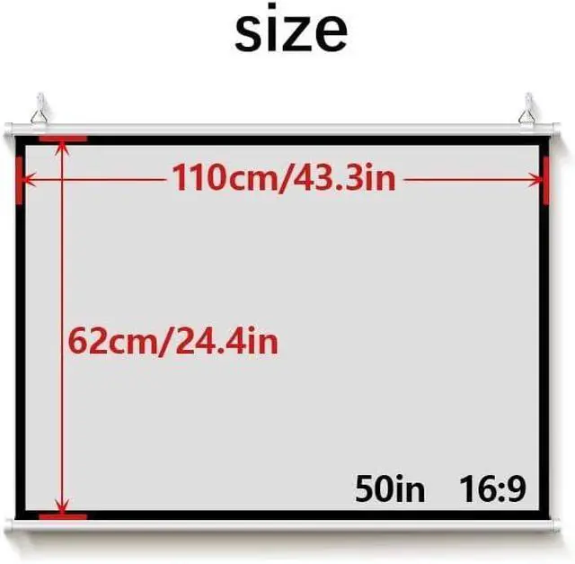 Alt view image 2 of 6 - 50in HD Projector Screen Manual Pull Down Projection Screen, 30in 40in 4K 16:9 Home Theater Movie Screens for Indoor Outdoor(50 Inch (16:9))