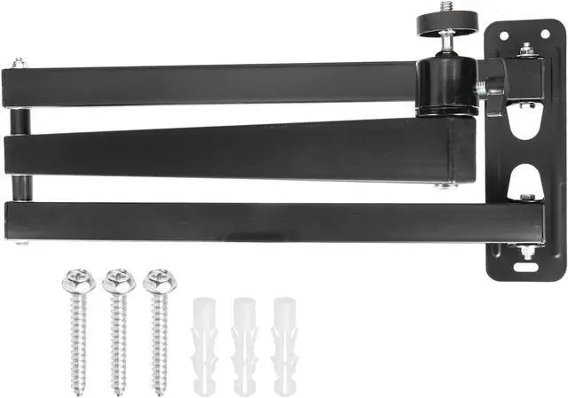 Main image of MECCANIXITY Foldable Projector Wall Mount, Adjustable Three-Arm Dual-Axis Stand Holder with 360° Rotating Gimbal 40+40cm for 1/4" Screw for Indoor Home Office Projector Installation, Black
