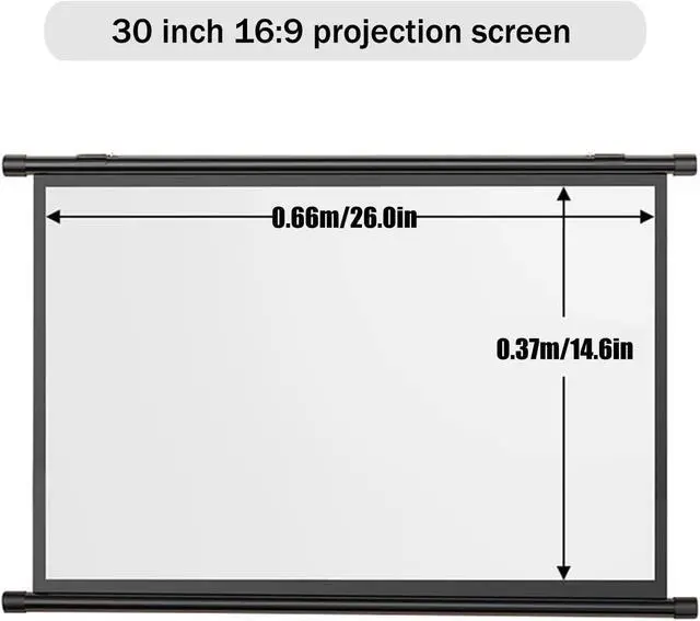 Alt view image 7 of 7 - Manual Pull-Down White Projector Screen, 16:9 HD Portable Manual Pull Down Projector Screen,Wall Ceiling Mounted Widescreen For Home Theater Cinema Office Movie TV Game, Matte White(Metal,30")