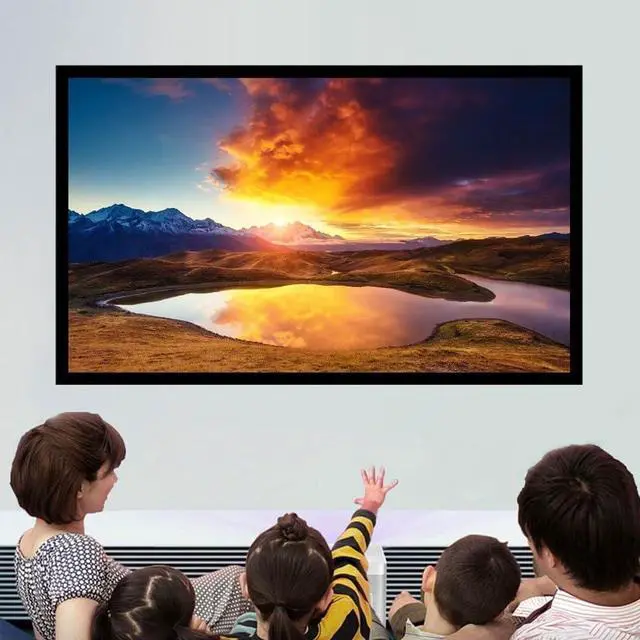 Alt view image 6 of 7 - 135 Inch Fixed Aluminum Frame Projection Screen, 16:9 HD Widescreen Projection Screen, Home Theater HD TV Movie Projection