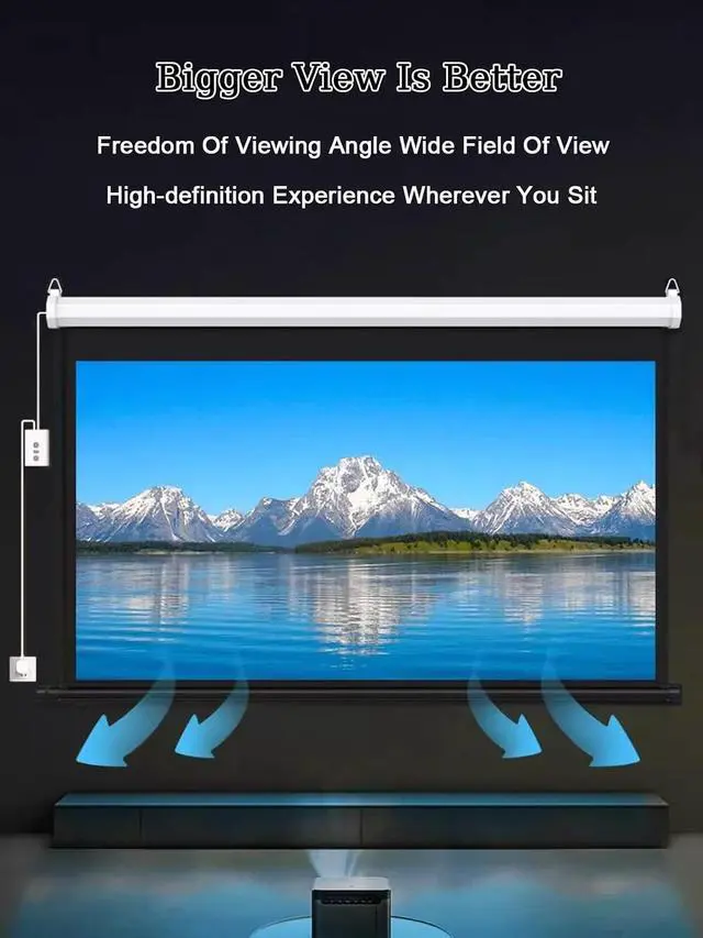 Alt view image 6 of 7 - Motorized Projector Screen 60" Electric Screen 72" 4:3 16:9 4K 3D HD, Automatic Retractable Projection Screen with Remote Movie Screen for Indoor Outdoor Use(60inch(16:9))