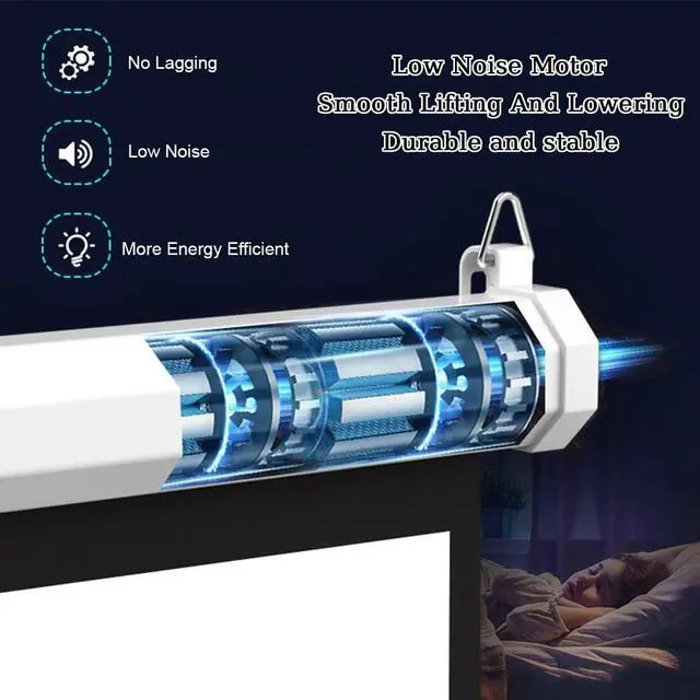 Alt view image 4 of 7 - Motorized Projector Screen 60" Electric Screen 72" 4:3 16:9 4K 3D HD, Automatic Retractable Projection Screen with Remote Movie Screen for Indoor Outdoor Use(60inch(16:9))