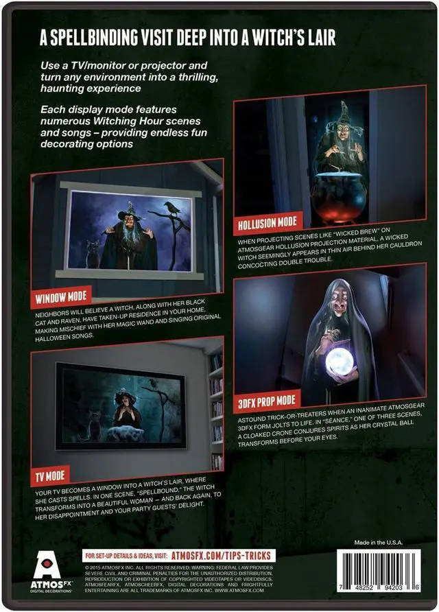 Alt view image 5 of 7 - AtmosFearFx Halloween DVD with 48" x 72" White Reaper Brothers Rear Projection Screen (Witching Hour DVD)