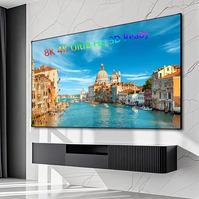 Alt view image 2 of 7 - 60-Inch Fixed-Frame Projector Screen, 16:9 8K 4K Ultra HD 3D Ready, Wall Mount Thin Cinema Screen for Indoor Home Theaters, Offices