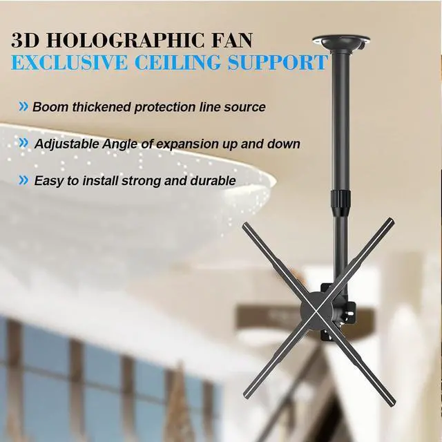 Alt view image 3 of 7 - Ejoyous 3D Advertising Display, Hologram Fan Stand, Adjustable Extendable 15.5 to 24 Inches Ceiling Mount Bracket, for Projectors in Classrooms Offices Meeting Rooms Home Theaters