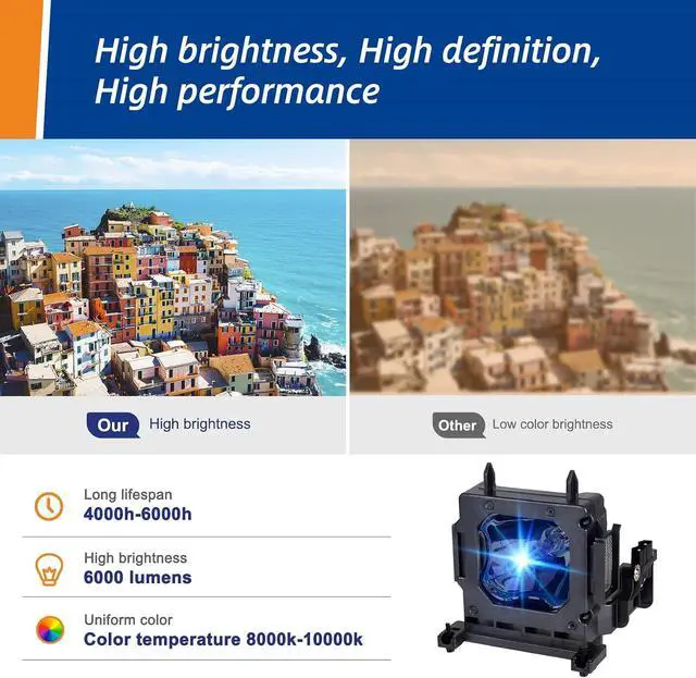 Alt view image 2 of 6 - LMP-H210 Compatible Lamp with Housing for Sony VPL-HW65Es Projectors