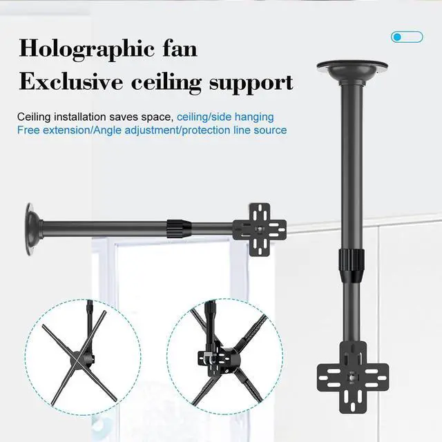 Alt view image 4 of 7 - Ejoyous 3D Advertising Display, Hologram Fan Stand, Adjustable Extendable 15.5 to 24 Inches Ceiling Mount Bracket, for Projectors in Classrooms Offices Meeting Rooms Home Theaters