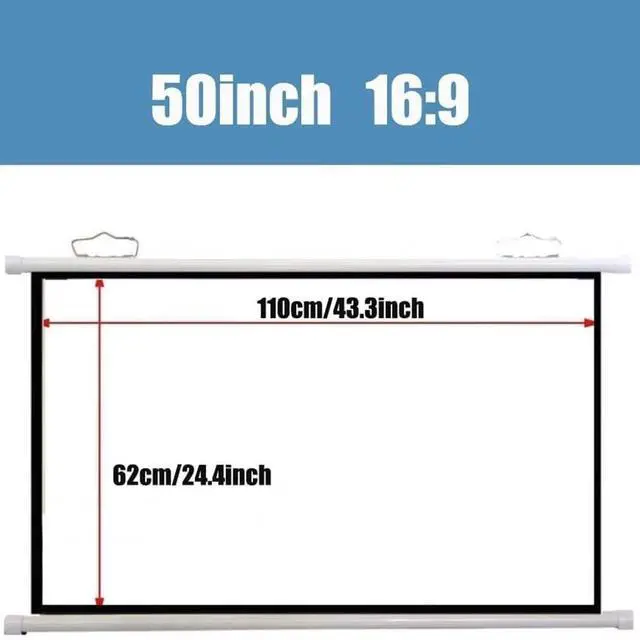 Alt view image 7 of 7 - Outdoor Projector Screen Manual Pull Down 40" 50" 60" 72" 4:3 16:9 Projection Screen, Wall Mount 4K 3D HD Portable Indoor Home Theater Movie Screen (White,16:9-50inch)