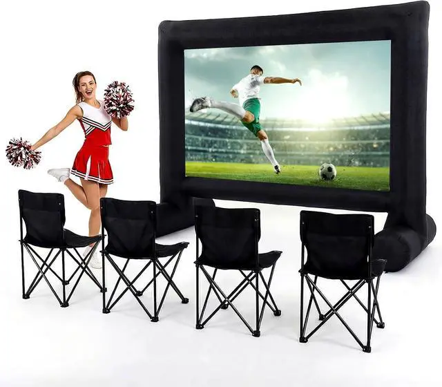 Main image of Threehoney 5 Pcs Set, 16ft Inflatable Projector Screen and 4 Chair, Projector Screen Outdoor for Soccer Event with Air Blower, Bag, Front/Rear Movie Projection for Home Backyard Theater Movie Night