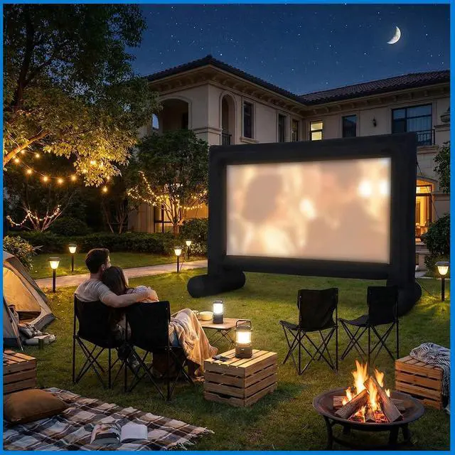 Alt view image 5 of 7 - Threehoney 5 Pcs Set, 16ft Inflatable Projector Screen and 4 Chair, Projector Screen Outdoor for Soccer Event with Air Blower, Bag, Front/Rear Movie Projection for Home Backyard Theater Movie Night