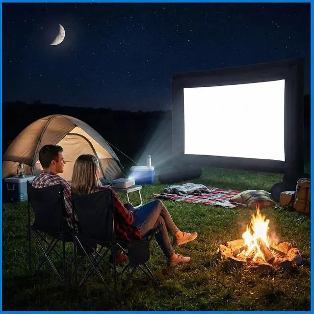 Alt view image 6 of 7 - Threehoney 5 Pcs Set, 16ft Inflatable Projector Screen and 4 Chair, Projector Screen Outdoor for Soccer Event with Air Blower, Bag, Front/Rear Movie Projection for Home Backyard Theater Movie Night