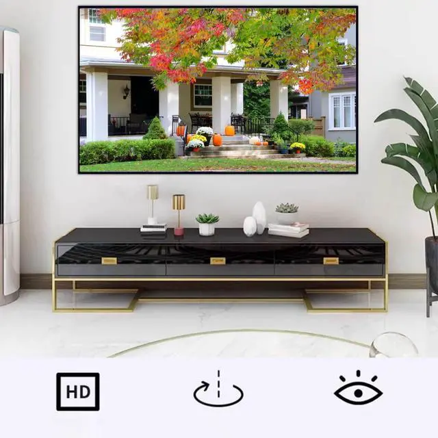 Alt view image 3 of 7 - Projector Screen Fixed Frame 72-inch, 16:9 8K 4K Ultra HD 3D Ready Wall-Mounted White Movies Screen for Indoor Home Cinema, Office