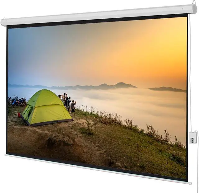 Alt view image 5 of 7 - 100 Inch Motorized Projector Screen with Remote Control, 4:3 Portable Projection Screens for Indoor Movie Home Theater Office, 80" x 60" Viewing Area, Wall & Ceiling Installation (Matte White)
