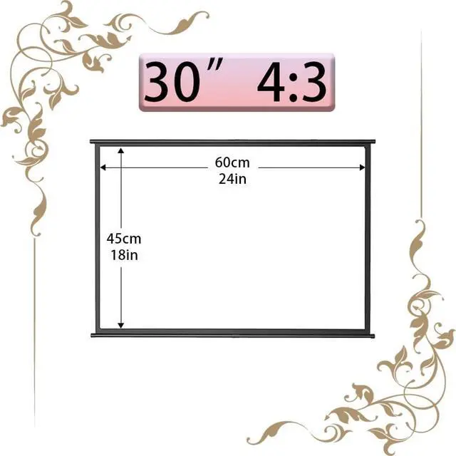 Alt view image 2 of 7 - 30" 40" 50" 60" 72" Home Theater Projector Screen, Manual Projection Screen, HD 4K 4:3 16:9 Roll Up Movie Screen for Indoor Outdoor(30 Inch 4:3)