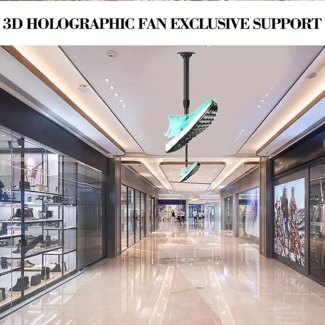 Alt view image 5 of 7 - Yunseity 3D Hologram Fan Stand with Base, 3D Advertising Display Ceiling Bracket, Extendable 15.5 to 24 Inches, 8.81lb Load Bearing, Advertising Machine Projector Ceiling Mount Bracket