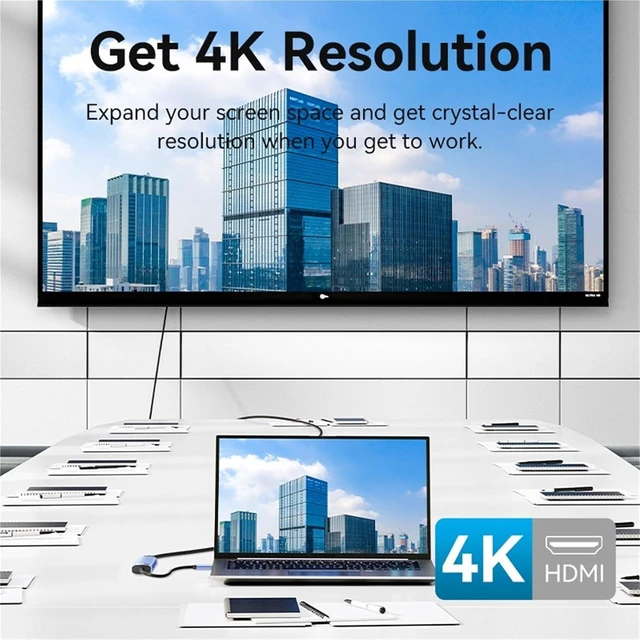 Alt view image 2 of 5 - 5 in 1USB C HUB HDMI 4K PD 100W USB 3.0 5Gbps Expansion Adapter Docking Station Splitter for MacBook