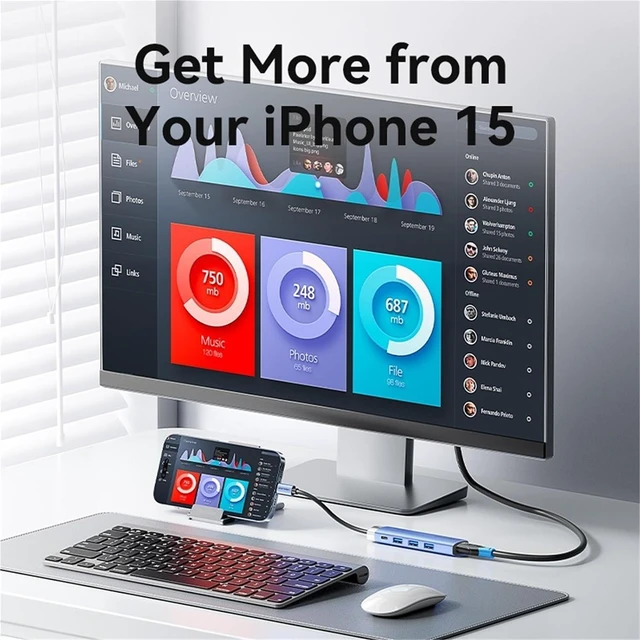 Alt view image 5 of 5 - 5 in 1USB C HUB HDMI 4K PD 100W USB 3.0 5Gbps Expansion Adapter Docking Station Splitter for MacBook
