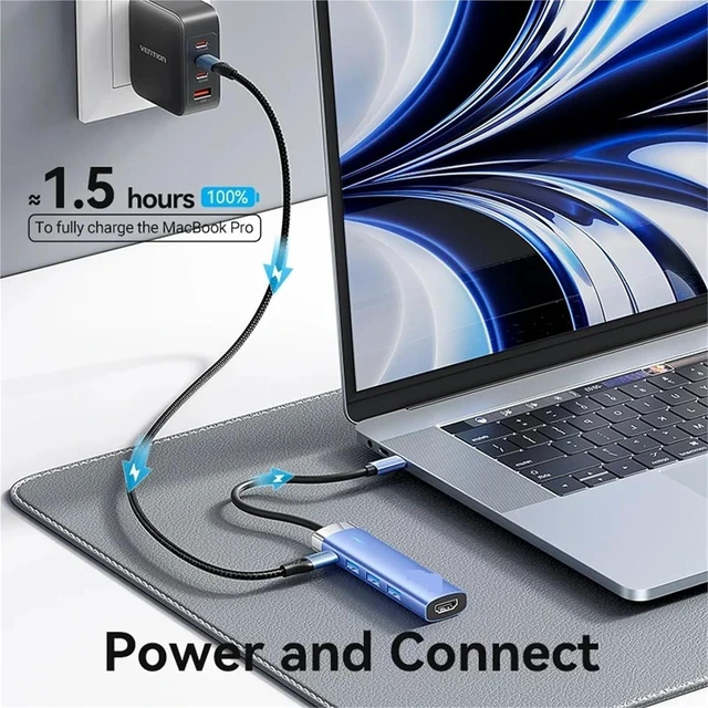 Alt view image 4 of 5 - 5 in 1USB C HUB HDMI 4K PD 100W USB 3.0 5Gbps Expansion Adapter Docking Station Splitter for MacBook