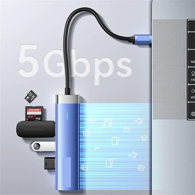 Alt view image 3 of 5 - 5 in 1USB C HUB HDMI 4K PD 100W USB 3.0 5Gbps Expansion Adapter Docking Station Splitter for MacBook