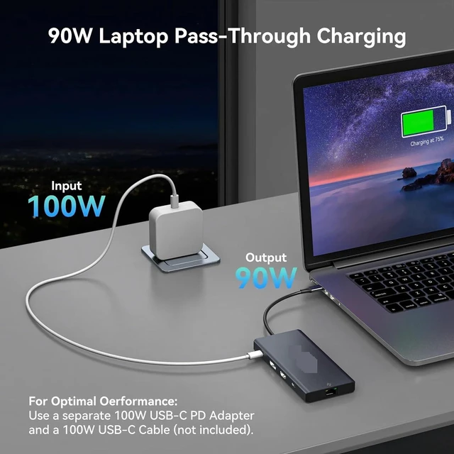 Alt view image 4 of 6 - 12 in 1 USB C Docking Station DP 4K@120Hz HDMI 4K@60Hz Triple Monitors Support PD 100W USB 3.2 SD TF Ethernet with Windows(USBC to 2DP 1HDMI)