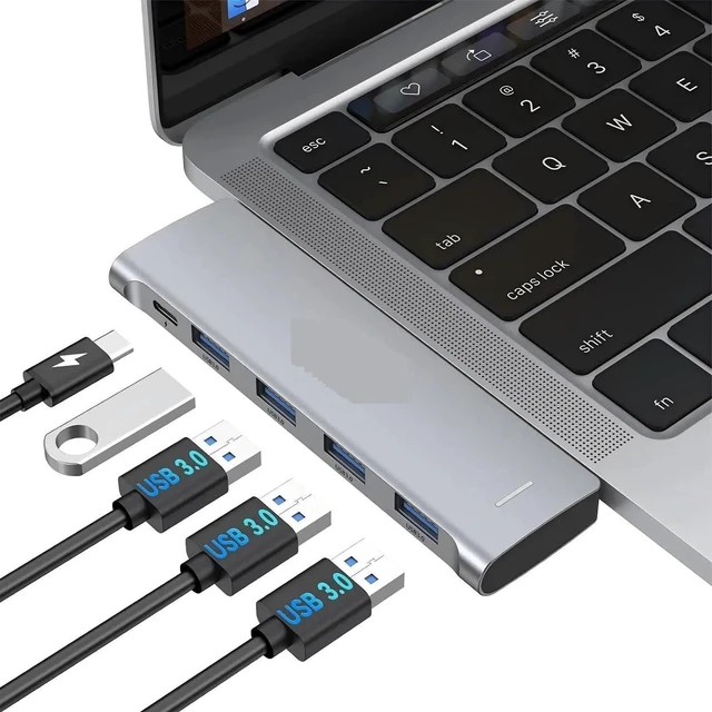Main image of 5 in 2 Thunderbolt USB Hub for MacBook Pro Air Hub Adapter USB Type C Docking Station Dual USB C to Thunderbolt 3 4*USB3.0(09-5 in 2 for Sale)