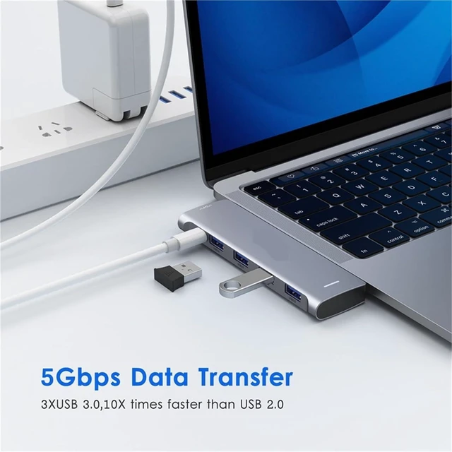 Alt view image 3 of 6 - 5 in 2 Thunderbolt USB Hub for MacBook Pro Air Hub Adapter USB Type C Docking Station Dual USB C to Thunderbolt 3 4*USB3.0(09-5 in 2 for Sale)