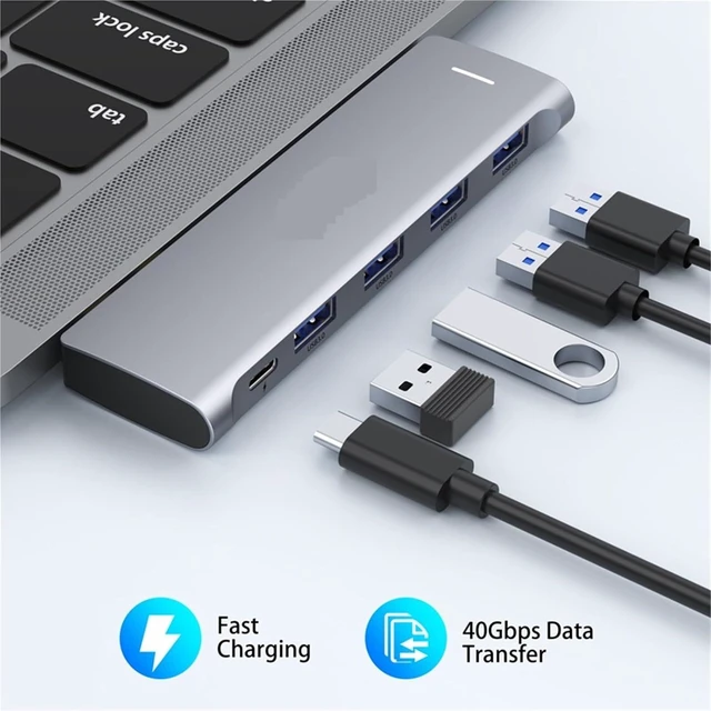Alt view image 6 of 6 - 5 in 2 Thunderbolt USB Hub for MacBook Pro Air Hub Adapter USB Type C Docking Station Dual USB C to Thunderbolt 3 4*USB3.0(09-5 in 2 for Sale)