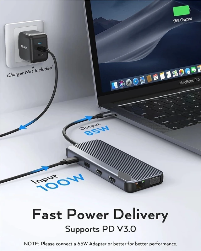 Alt view image 6 of 7 - USB Hub Type C Triple Display Adapter 4K HDMI 10Gbps USB 3.1 1000Mbps RJ45 100W PD Charging Docking Station for PC Laptops(4in1 4USB-A3.0)