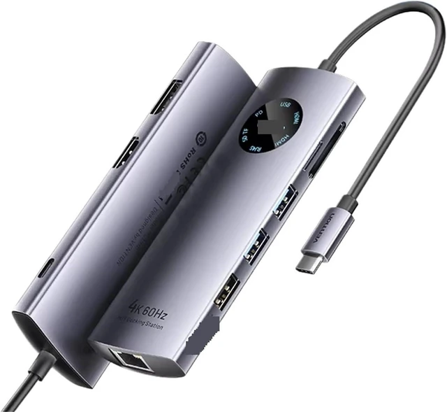 Main image of 10 in 1 USB HUB HDMI DP 4K@60Hz Adapter RJ45 Splitter Type C HUB 3.0 PD 100W Charger Docking Station for MacBook Laptop(9-in-1 HDMI DP)