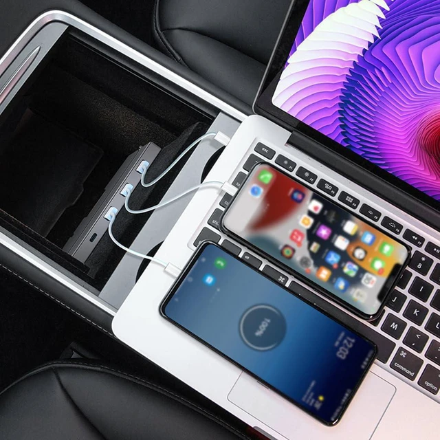 Alt view image 5 of 7 - Car USB Docking Station Type-C Interior Card Reader Gamepad Automobile Dock Hub Portable 45W Plastic Charger Splitter