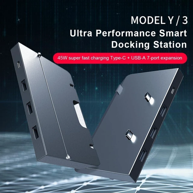 Alt view image 2 of 7 - Car USB Docking Station Type-C Interior Card Reader Gamepad Automobile Dock Hub Portable 45W Plastic Charger Splitter