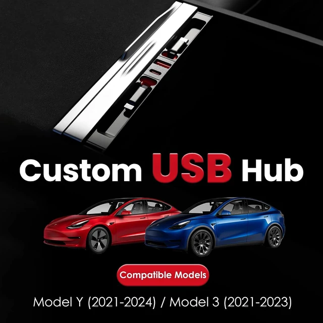 Alt view image 6 of 6 - Fast Charging USB Hub for 2021-2024 Model Y/2021-2023 Model 3, Docking Hub Multi Ports & Retractable Cable, Center Console Hidden Charger Hub with Lightning Port (Not for Highland/Juniper)