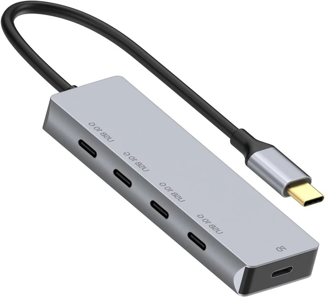 Alt view image 7 of 7 - Portable USB C Splitter 4 Type Ports PD100W Charging 10Gbps Transmission Aluminum Station for Laptop Tablet Phone USB Multiport Adapter